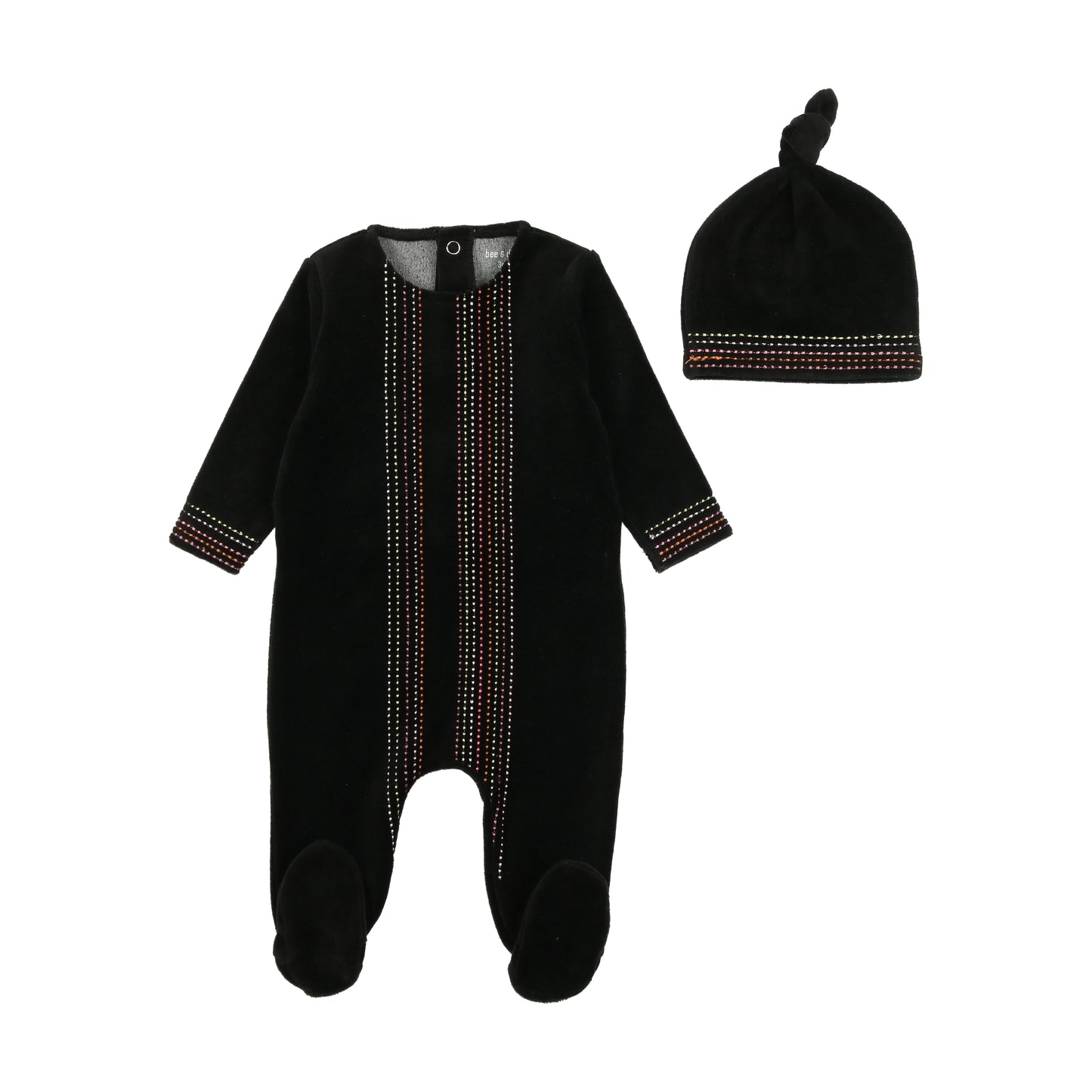Bee and Dee Velour with Colored   Stitching Footie Set