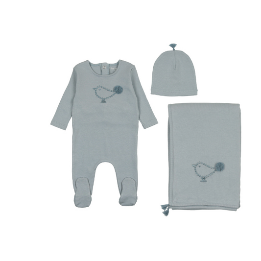 Bee and Dee Embroidered Bird Layette Set