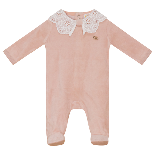 Clo Embroidery Collar Velour Footie