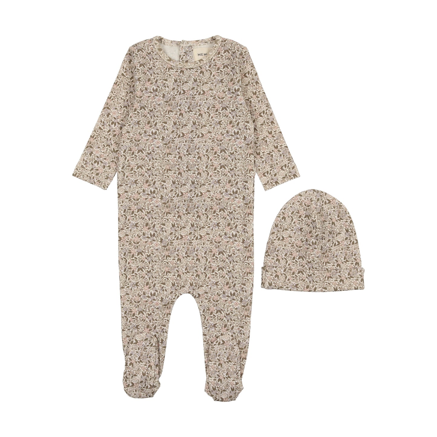 Mema Knits Floral Girls Footie Set