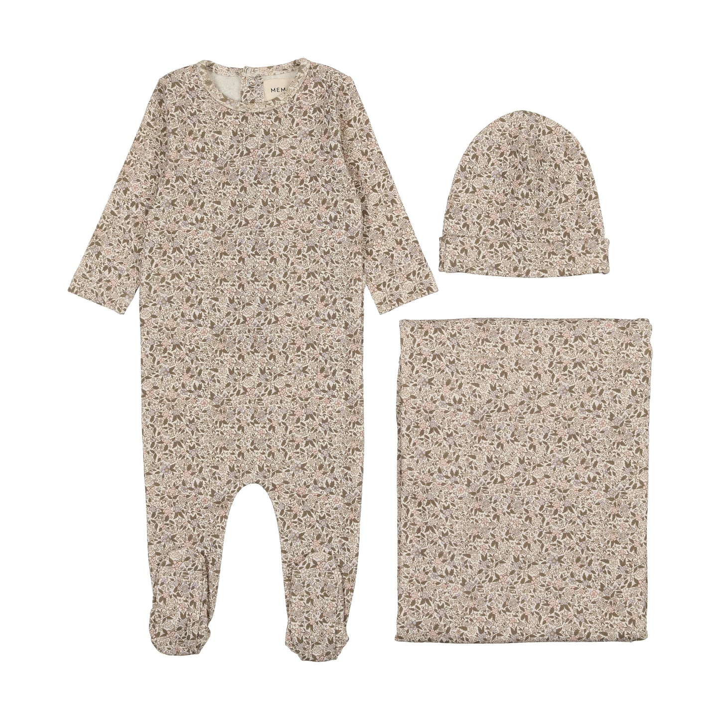 Mema Knits Floral Girls Layette Set