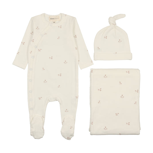 Mema Knits Picot Edge Vine Layette Set