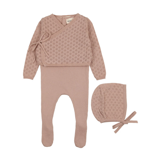 Mema Knits Jumper Footie Set + Cardigan