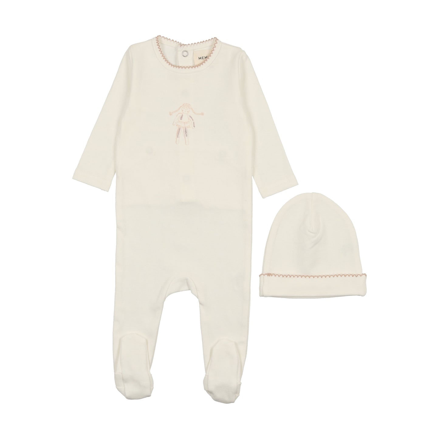 Mema Knits Doll Footie Set