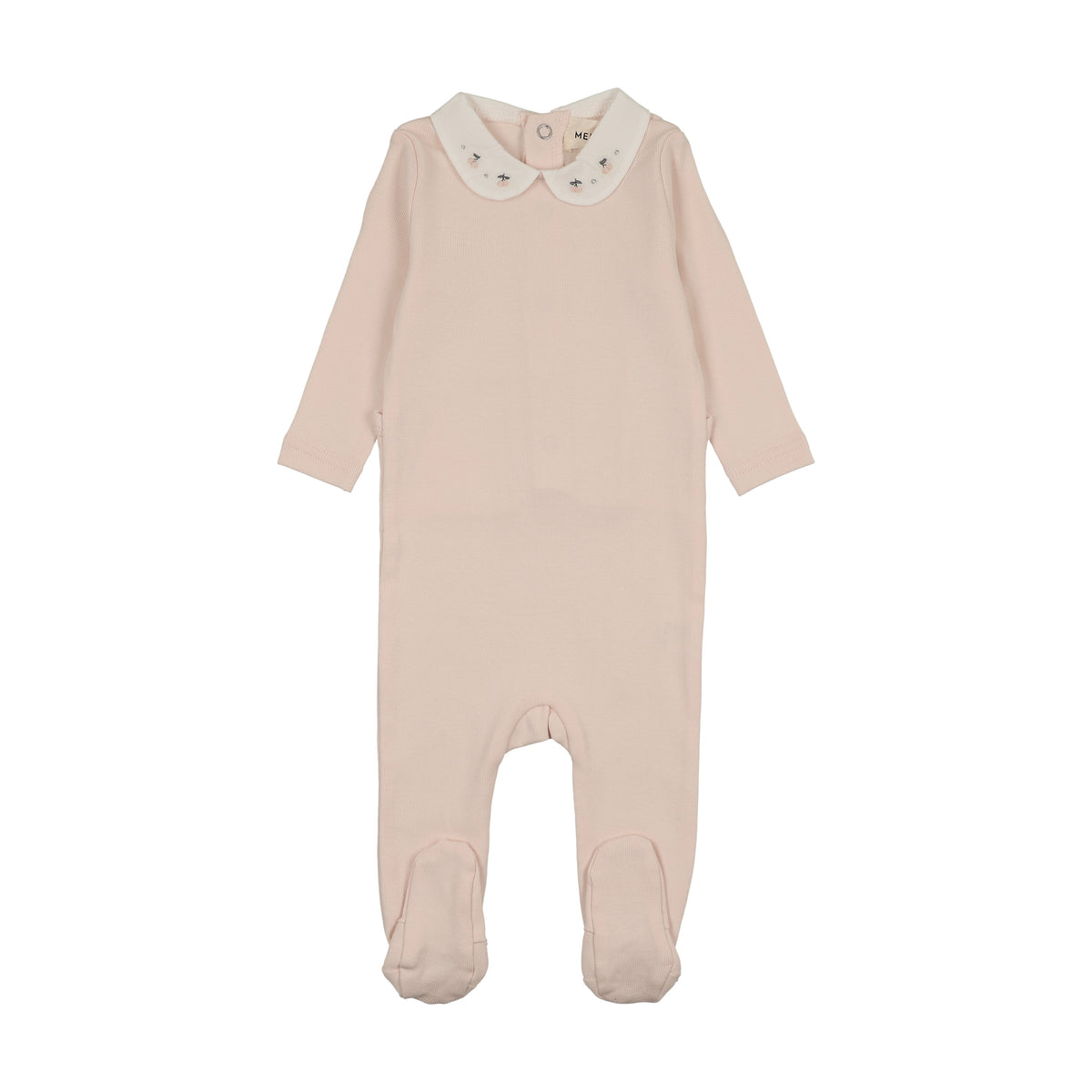 Mema Knits Embroidered Collar Base Footie