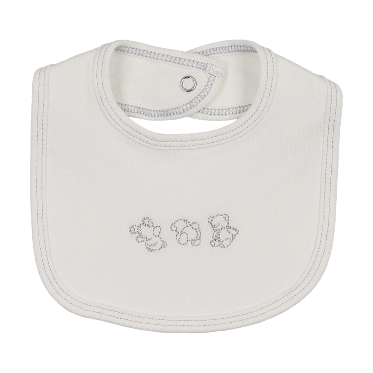 Mema Knits Embroidered Stitch Teddy Bib
