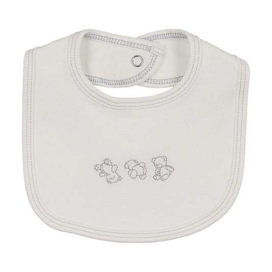 Mema Knits Embroidered Stitch Teddy Bib