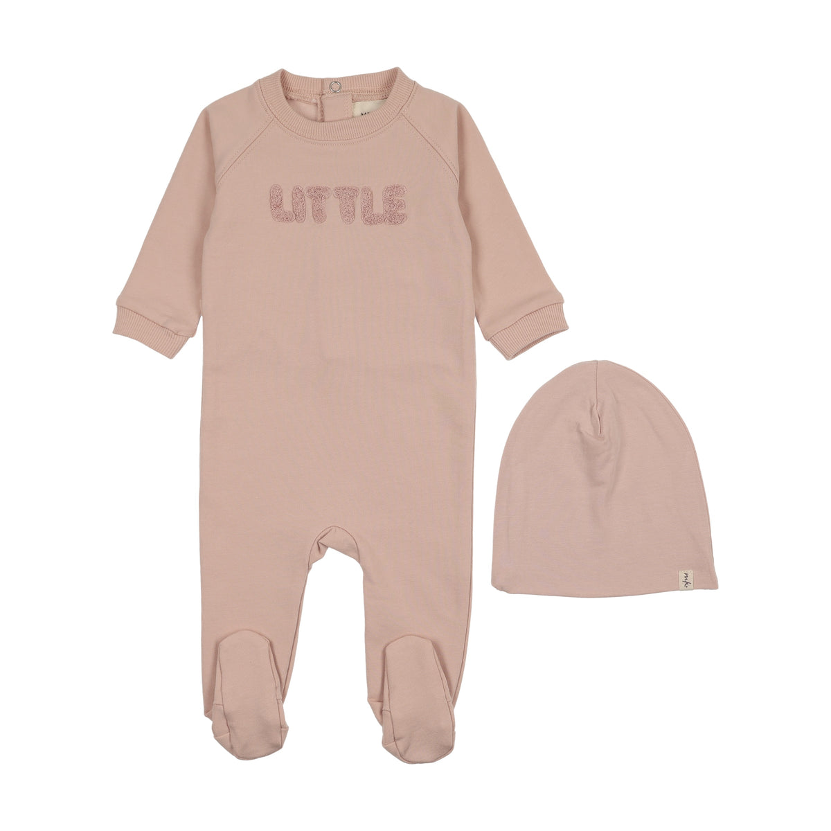 Mema Knits Sherpa Wordart Footie Set