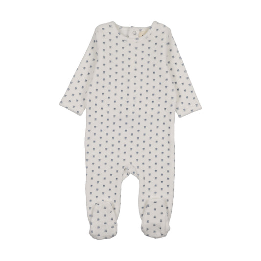 Mema Knits Velour Floral Printed Footie