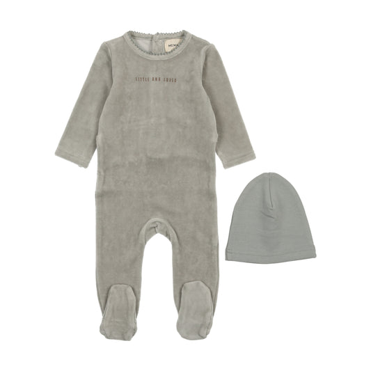 Mema Knits Little and Loved Velour Footie Set