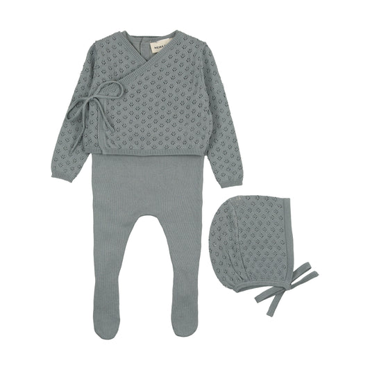 Mema Knits Jumper Footie Set + Cardigan