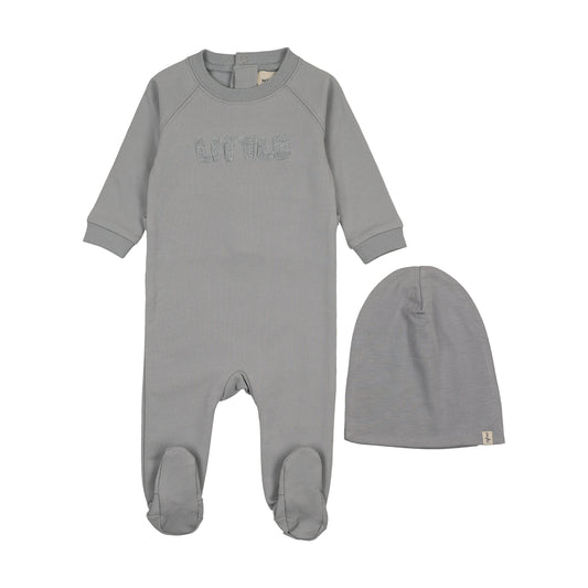 Mema Knits Sherpa Wordart Footie Set