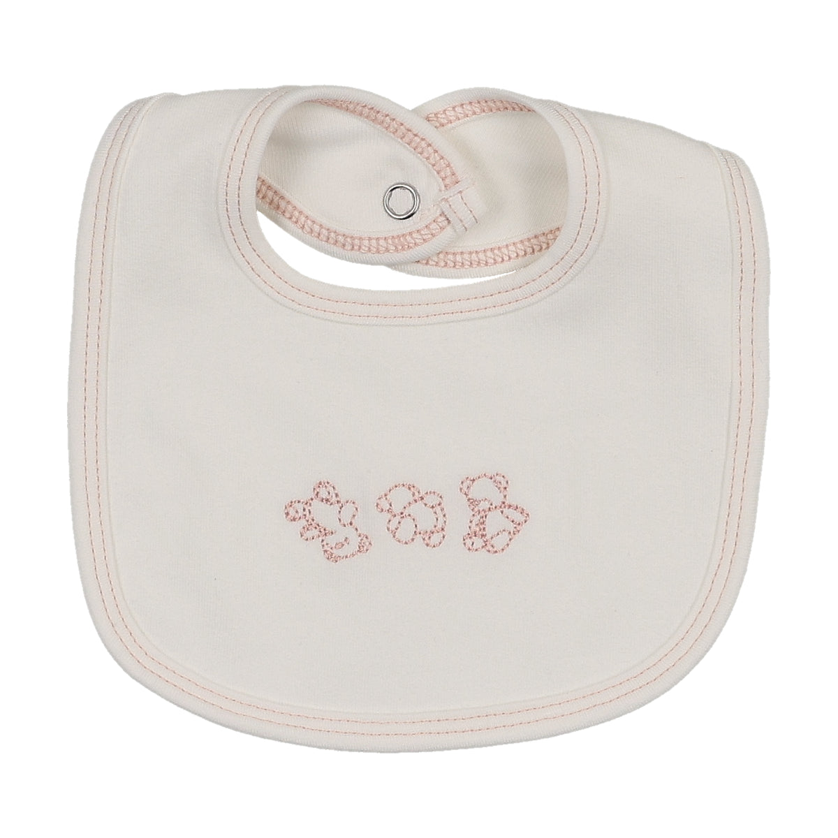 Mema Knits Embroidered Stitch Teddy Footie Set + Bib