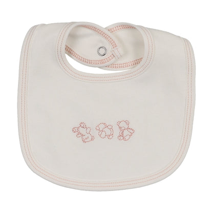 Mema Knits Embroidered Stitch Teddy Footie Set + Bib