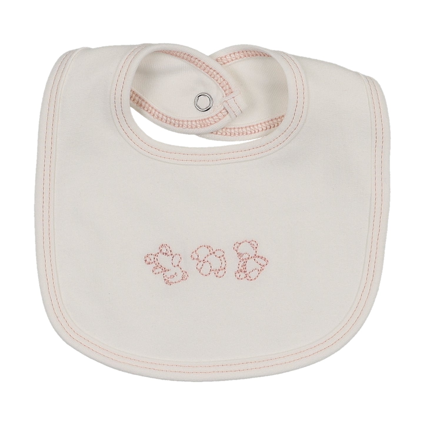 Mema Knits Embroidered Stitch Teddy Bib