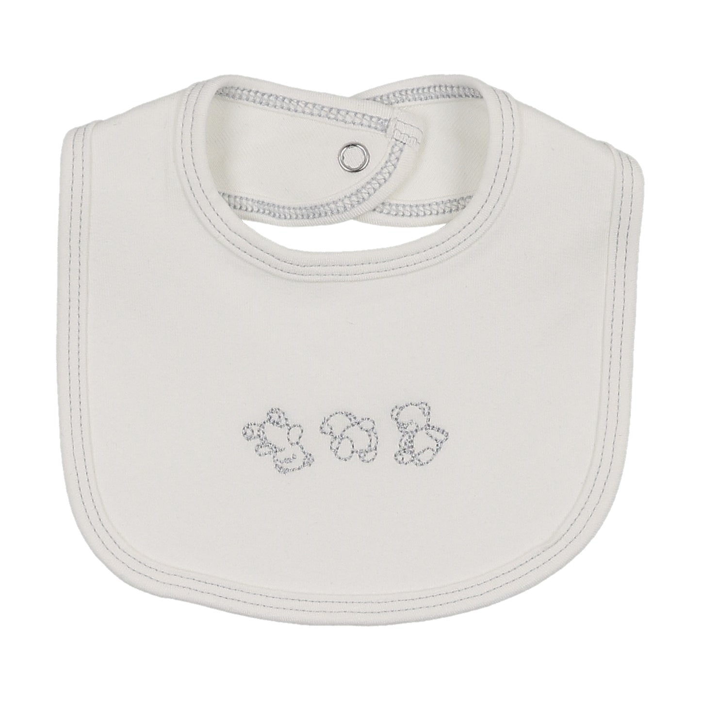 Mema Knits Embroidered Stitch Teddy Footie Set + Bib