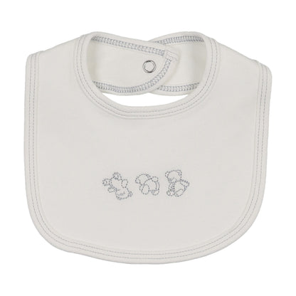 Mema Knits Embroidered Stitch Teddy Footie Set + Bib