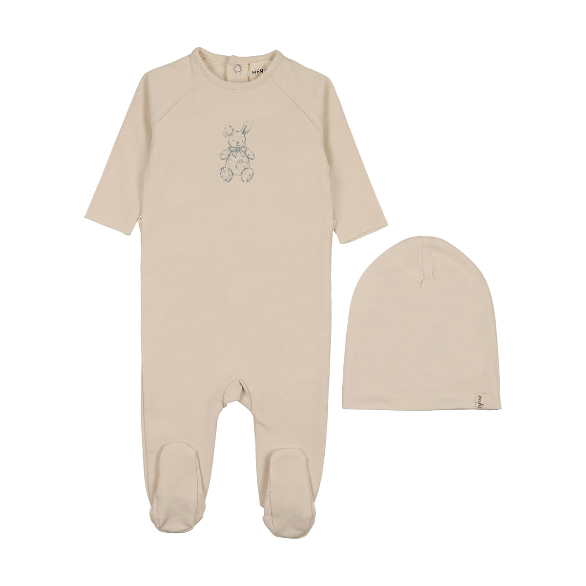 Mema Knits Vintage Bunny Print Footie Set