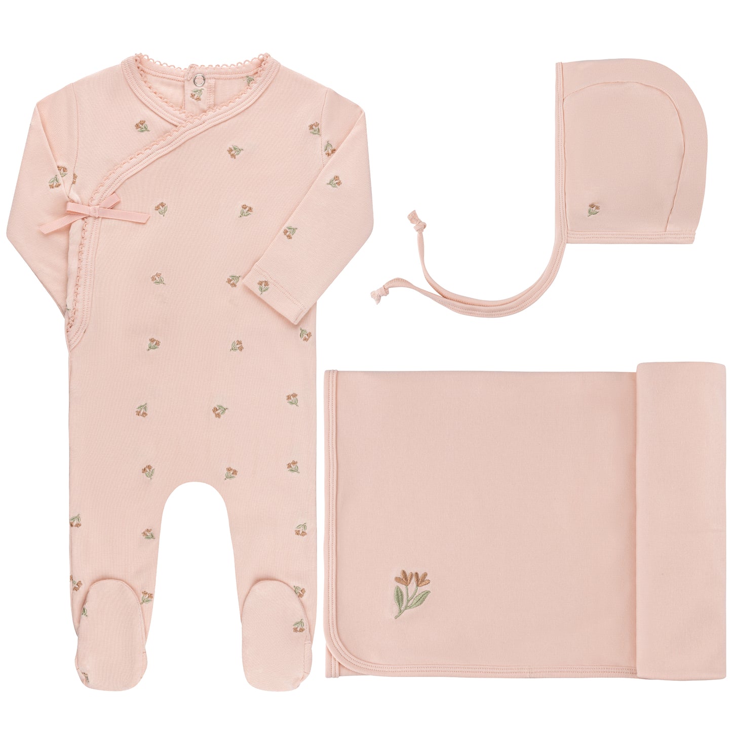 Ely's & Co. Embroidered Tulip/Berry Layette Set