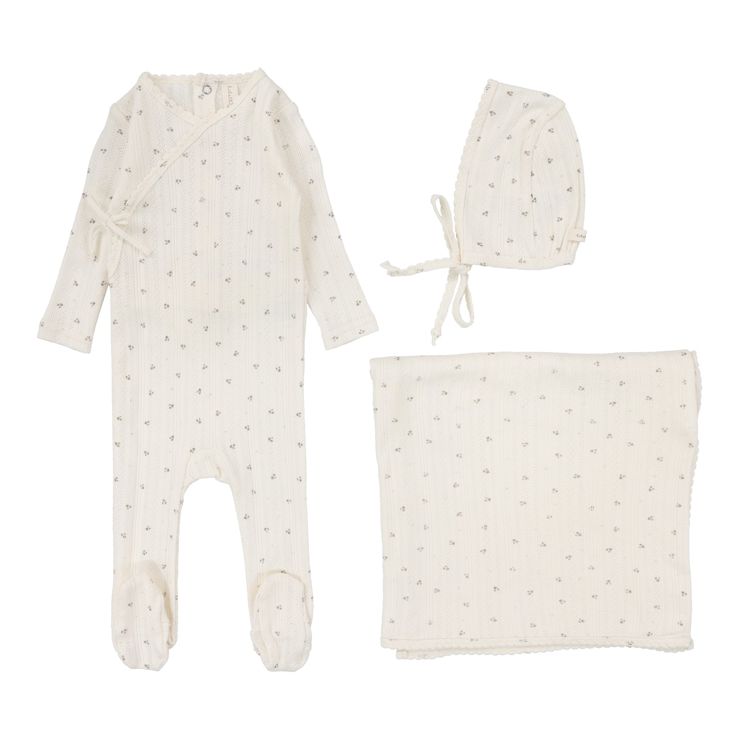 Lilette Printed Pointelle Wrap Layette Set