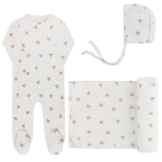 Ely's & Co. Velour Leaf Layette Set