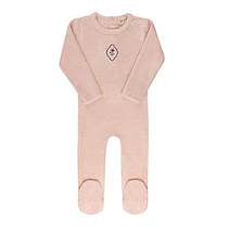 Ely's & Co.  Velour Embroidered Floral Dot Footie