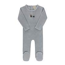 Aurora Velour Embroidered Bear Footie