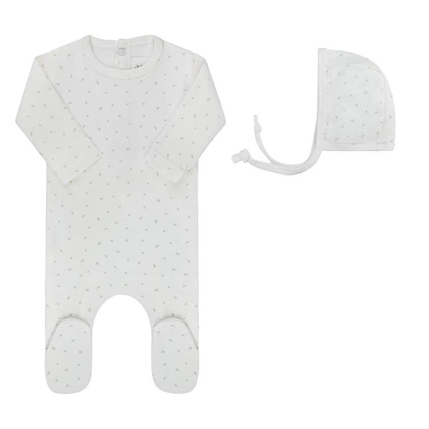 Aurora Floral Leaf Footie Set