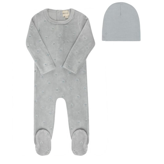 Ely's & Co. Velour Embroidered Floral Footie Set