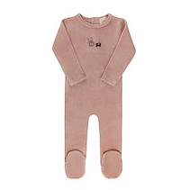 Aurora Velour Embroidered Bear Footie