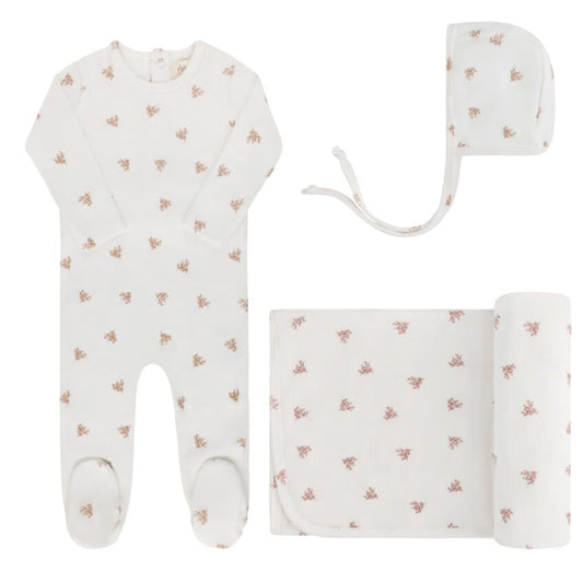 Ely's & Co. Velour Leaf Layette Set