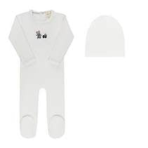 Aurora Velour Embroidered Bear Footie Set