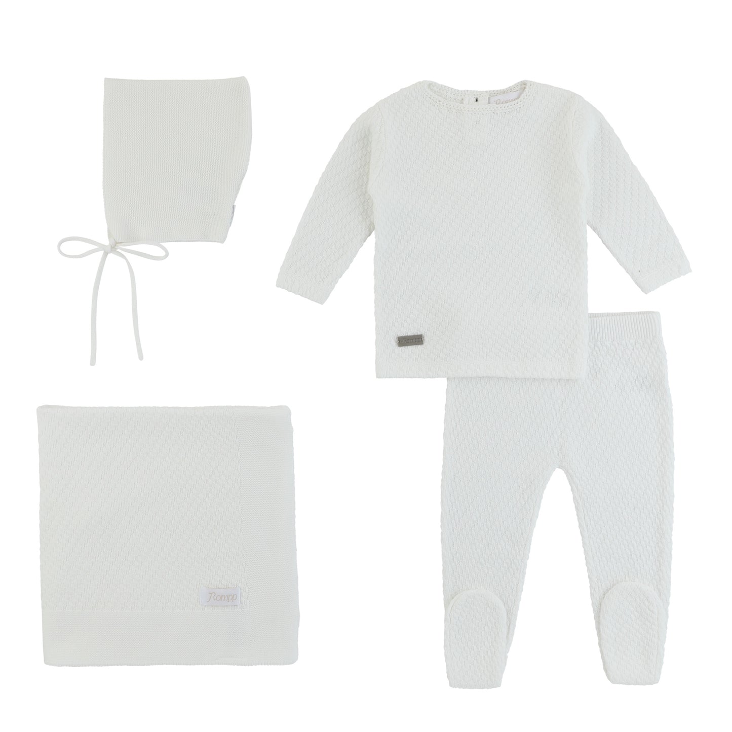 Rompp White Cable Knit Bris Set