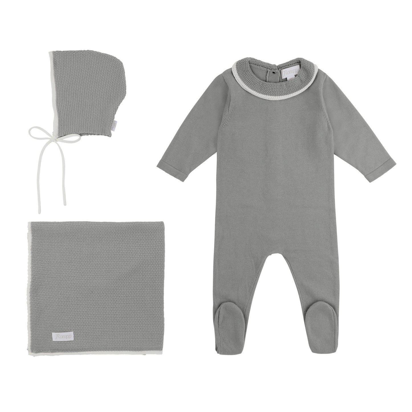 Rompp White Trim Collar Layette Set