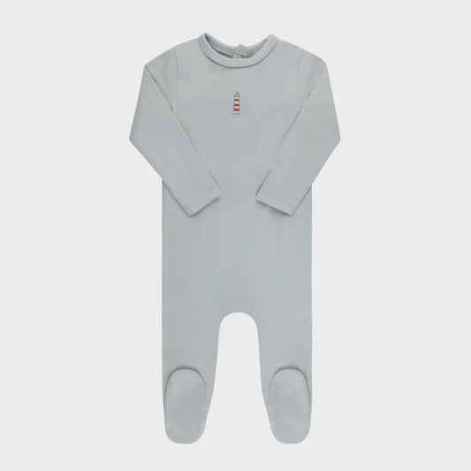 Ely's & Co Ribbed Cotton- Embroidered Nautical Footie & Hat - Blue Ely's & Co Ribbed Cotton- Embroidered Nautical Footie & Hat - Blue