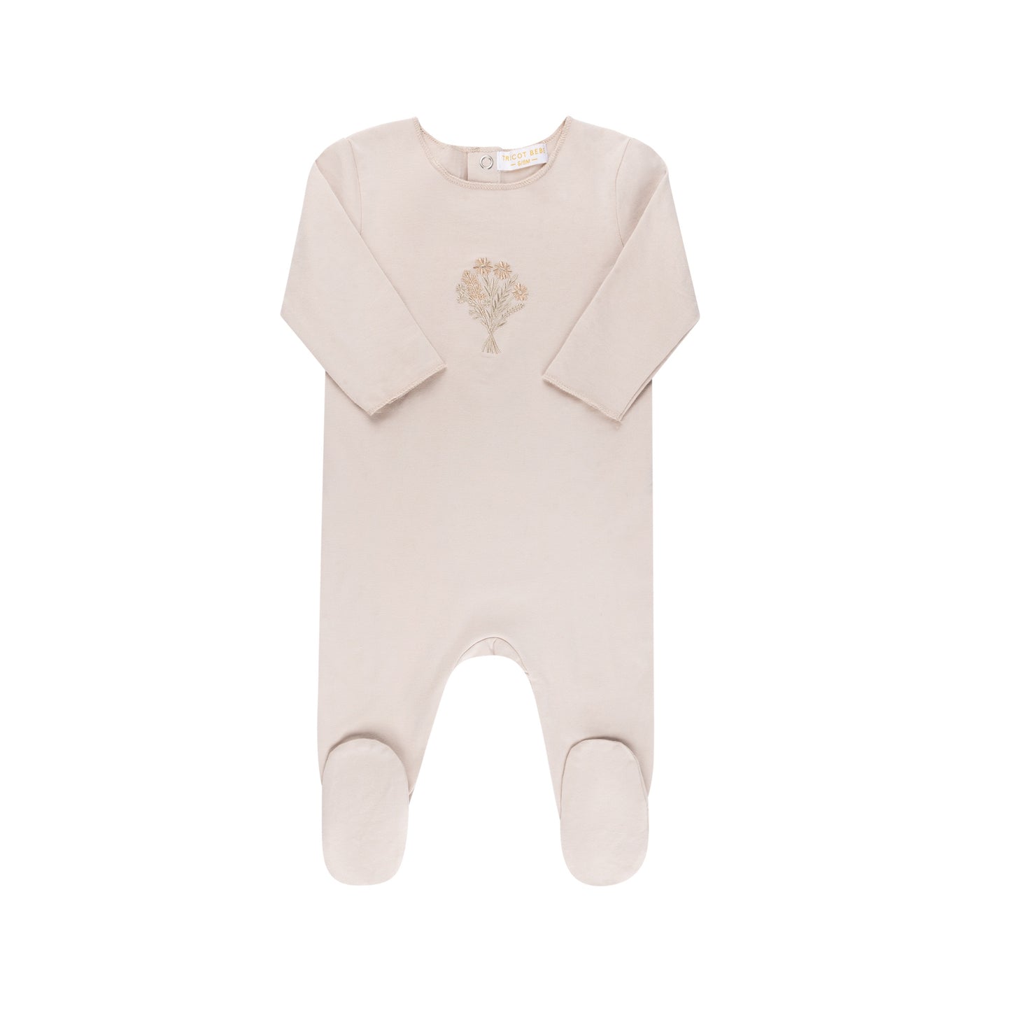 Tricot Bebe Flower Embroidered Footie