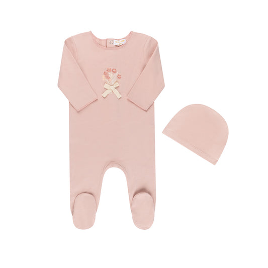 Tricot Bebe Flower Embroidered Footie and Hat
