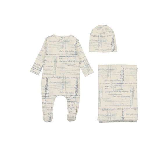Bee and Dee Script Print Layette Set