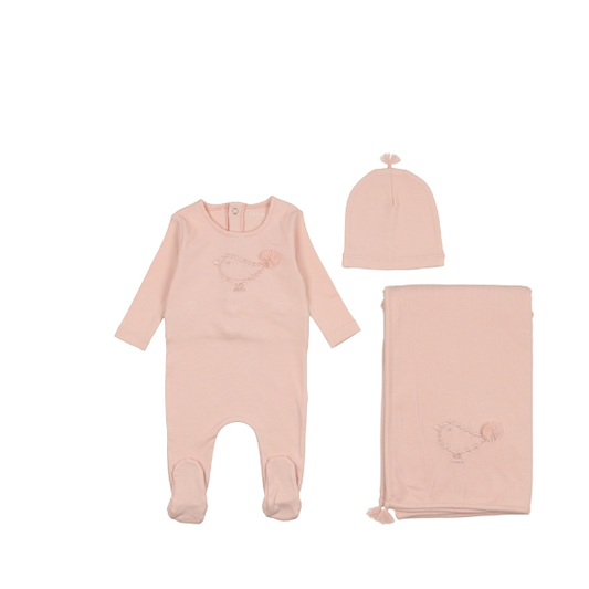 Bee and Dee Embroidered Bird Layette Set